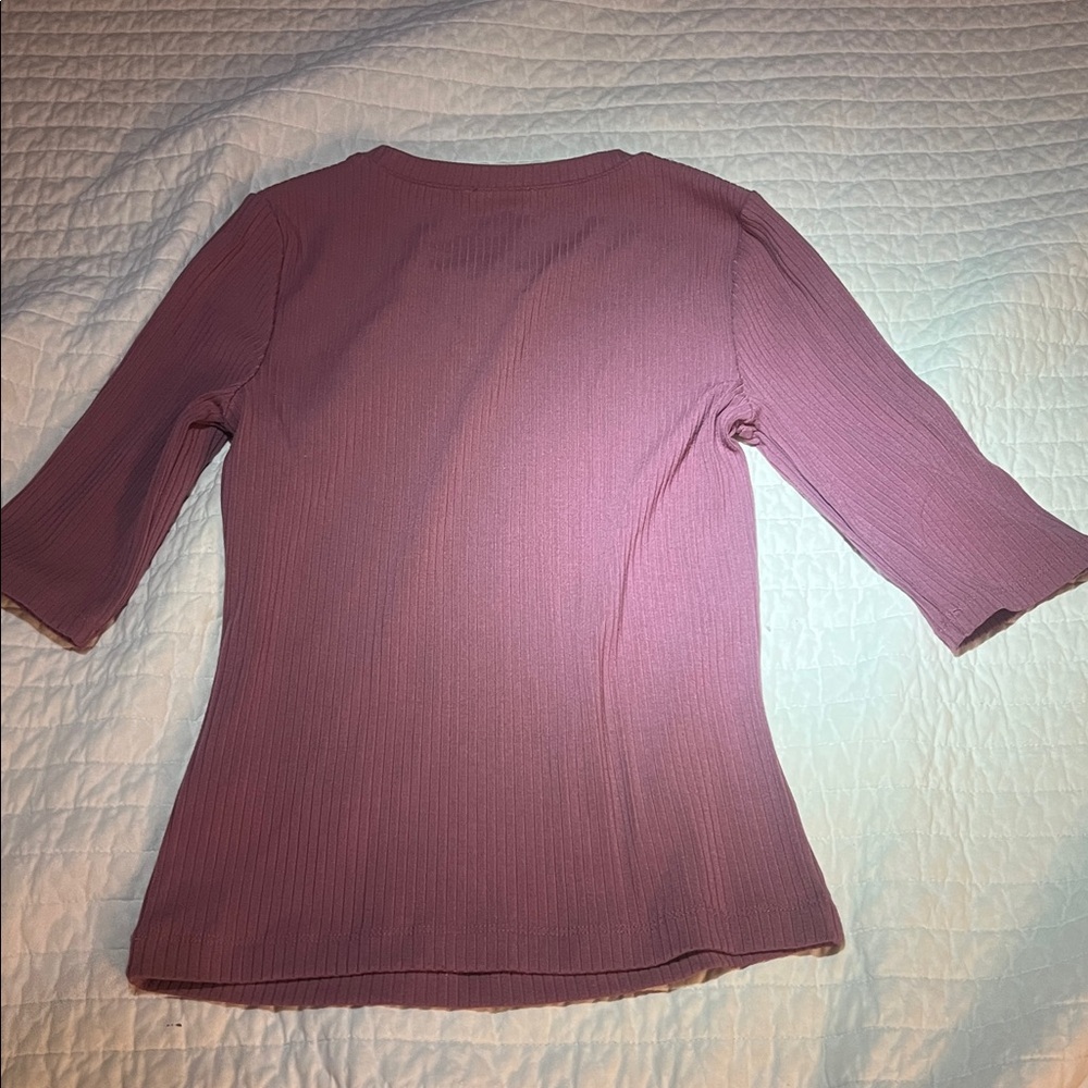 Splendid Ribbed Mauve Top - Picture 4 of 6